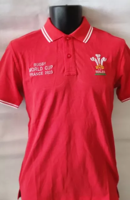 Rugby World Cup 2023 Wales Adults Polo Shirt Red White