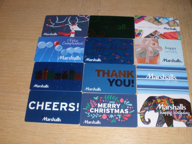 Marshalls  12 different new and used collectible gift cards