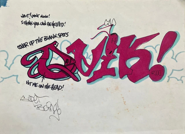 Dessin Original Graffiti – DUEL RIS – Marqueurs Sur Papier 30x23cm – Signé