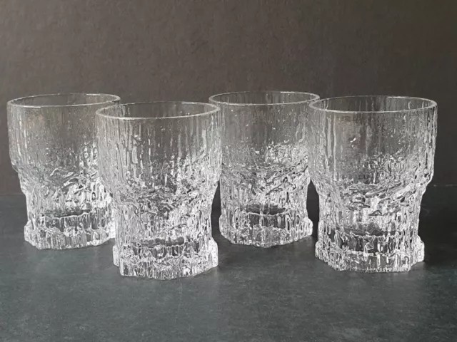 SET OF 4 IITTALA FINLAND ASLAK SHOT GLASSES designed by TAPIO WIRKKALA