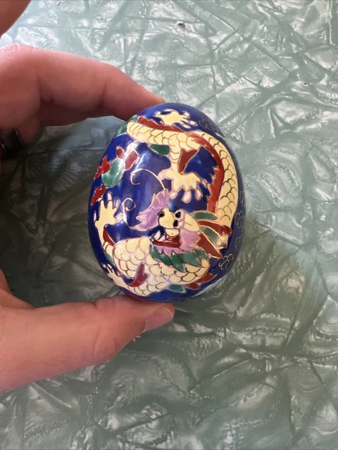 Vintage Ceramic Asian Chinese Dragon Painted Egg  2 3/4 Inches