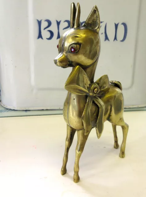 Rare Vintage Brass Babycham Bambi Figure Glass Eyes Cocktail Bar