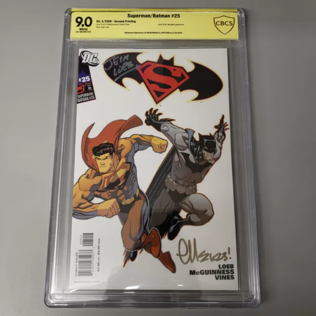 Superman / Batman 25 2nd Print CBCS NOT CGC 9.0 2X Signed McGuinness & Loeb DC