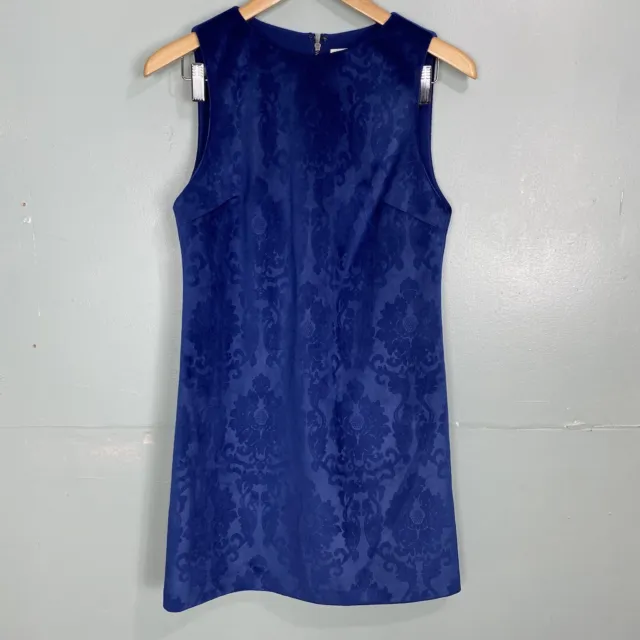 Alice & Olivia Clyde Short Brocade Cocktail Shift Dress Velvet Blue Sz 4