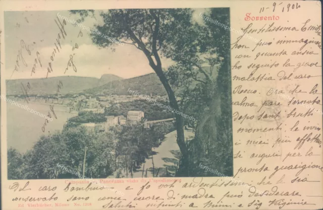 ab70 cartolina sorrento panorama visto da capodimonte 1904 prov di napoli