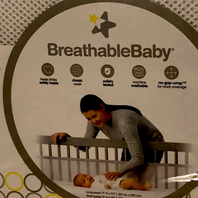 Breathable Baby Mesh Crib Liner Classic Standard Baby Crib White (NEW)