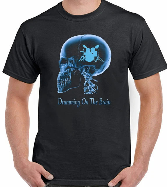 Drumming T-Shirt Drum Drums Drummer On The Brain Mens Funny Kit Sticks Cymbals