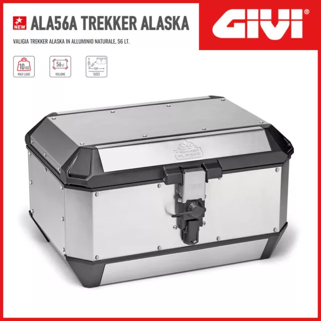 Suitcase Givi ALA56A Trekker Alaska Aluminum Monokey Universal 56 Lt. Silver