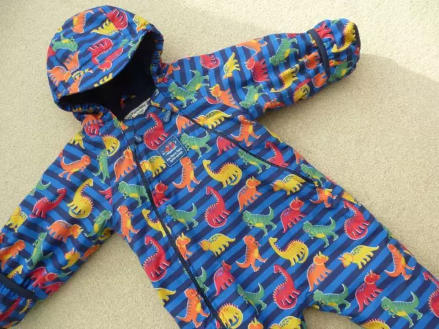 Jojo Maman Bebe  SNOWSUIT 9-12m  🦖 Dinosaur  Waterproof Fleece Lined All In One