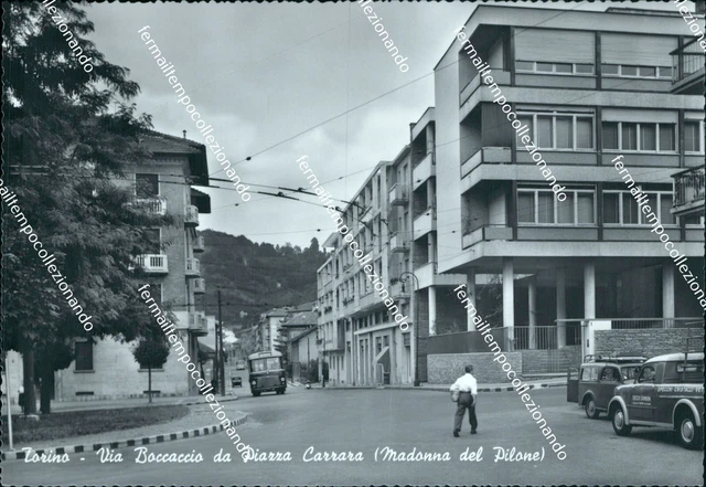 cg308 cartolina torino citta'  via boccaccio da piazza carrara piemonte