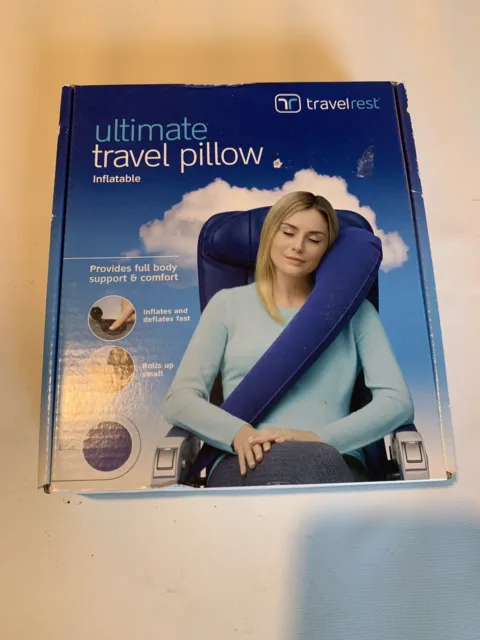 Travelrest Ultimate Inflatable Travel Pillow Neck Head Shoulder Support Blue