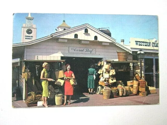 Los Angeles CA 1964 Postcard Farmer's Market Vintage  A-32