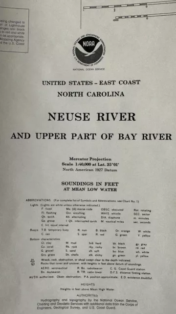 NOAA Nautical Chart-Map North Carolina Neuse River Year 1983 36" x 48" 11552