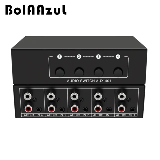 Stereo 3.5mm Aux L/R RCA Audio Switch 4 In 1 Out Analog Audio Switcher Selector