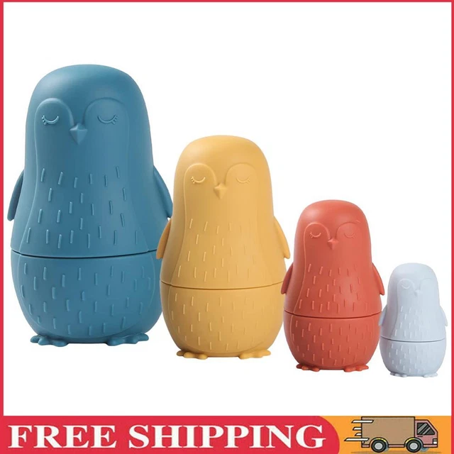 Color Size Matching Toys Gifts Montessori Toy for Boys Girls (Blue Penguin)
