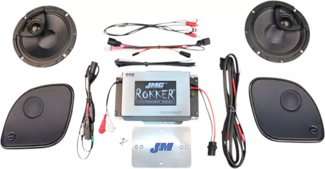 J&M JMC ROKKER 200W 2-Channel Amplifier Speaker Kit Harley Road Glide 15-Up