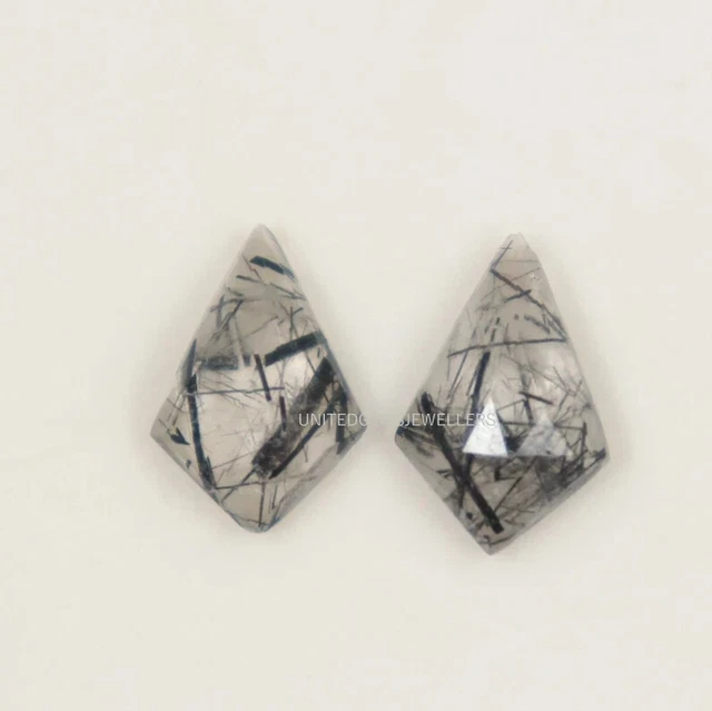 Black Rutile 15X10 mm Kite Shape Rose Cut One Side Checker Cut Flat Bottom