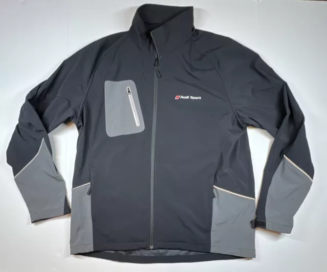 Audi Sport Large Official Black And Gray Softshell Zip Jacket Zip Pockets