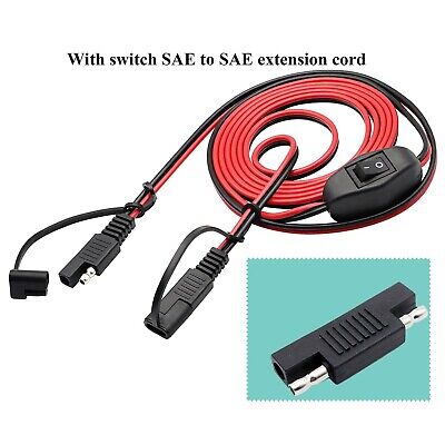 DC Solar Panel SAE to SAE with Switch 16AWG Harness Motorcycle Extension Cable