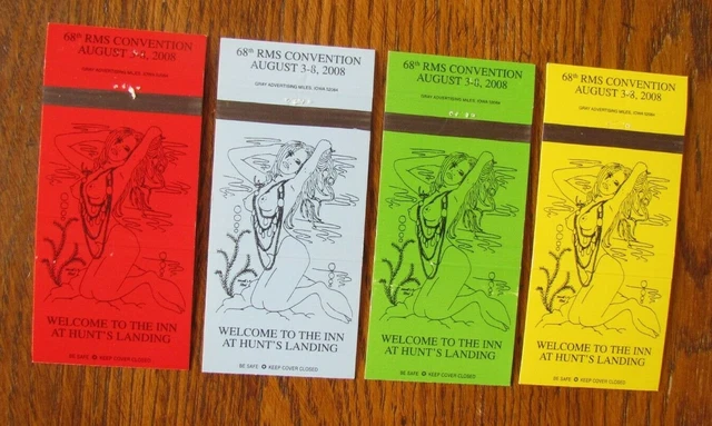 Mermaid Girlie Matchbook Covers: 2008 Set Of 4 Empty Matchcovers -D12