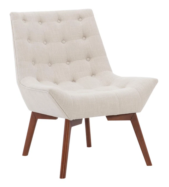 Linon Serena Tufted Linen Accent Chair With Dark Walnut CH132LIN01U
