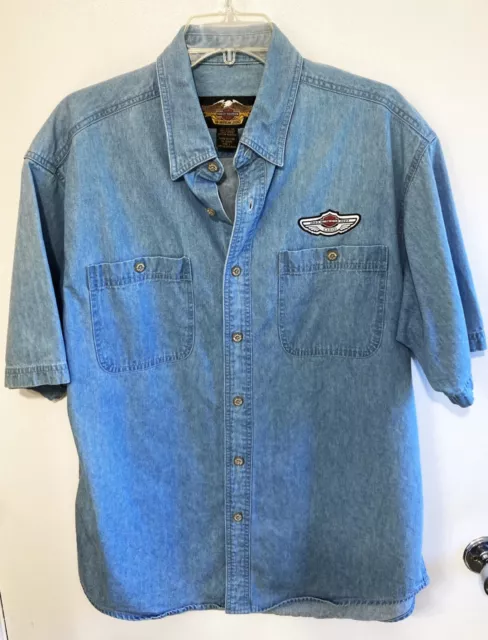 Harley Davidson 100th Anniversary "The Bikes" Button Shirt size large