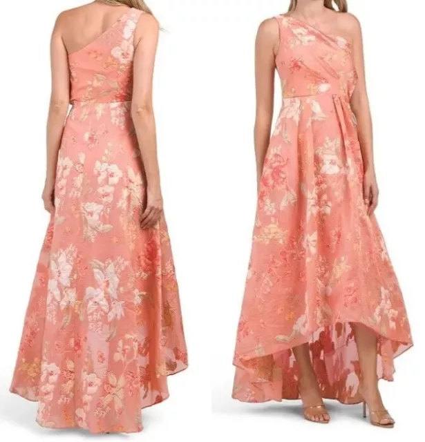 NEW MARCHESA NOTTE One-Shoulder Coral Gown Sz 8-$895