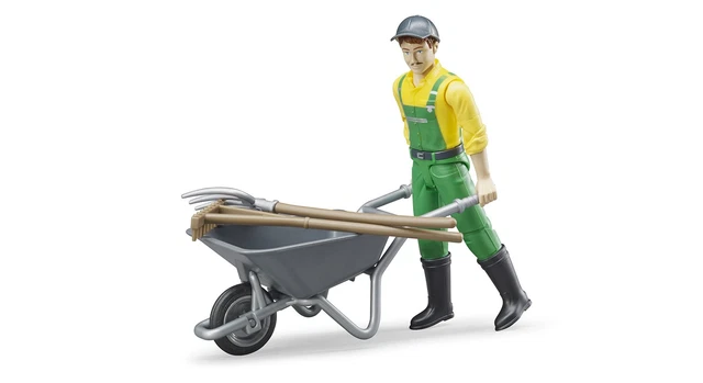 Bruder – Set De Figura De Granjero Con Accesorios, Escala 1:16, Cabeza Y Extremidades Móviles