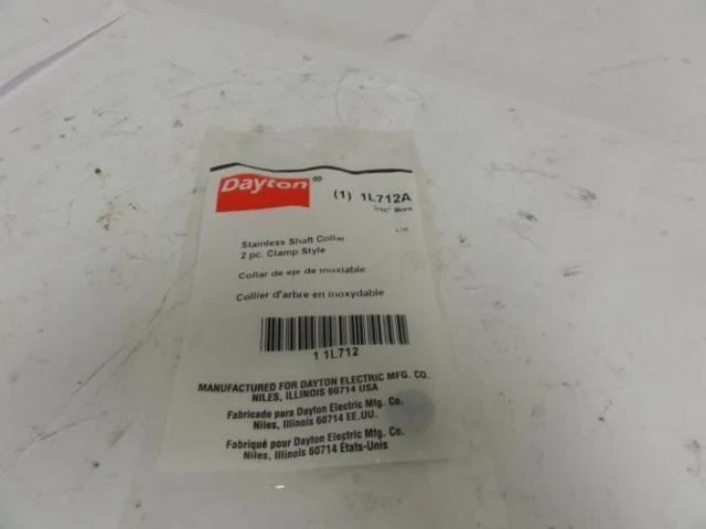 196793 New In Box; Dayton 1L712 Stainless Steel Shaft Collar 3/16 In