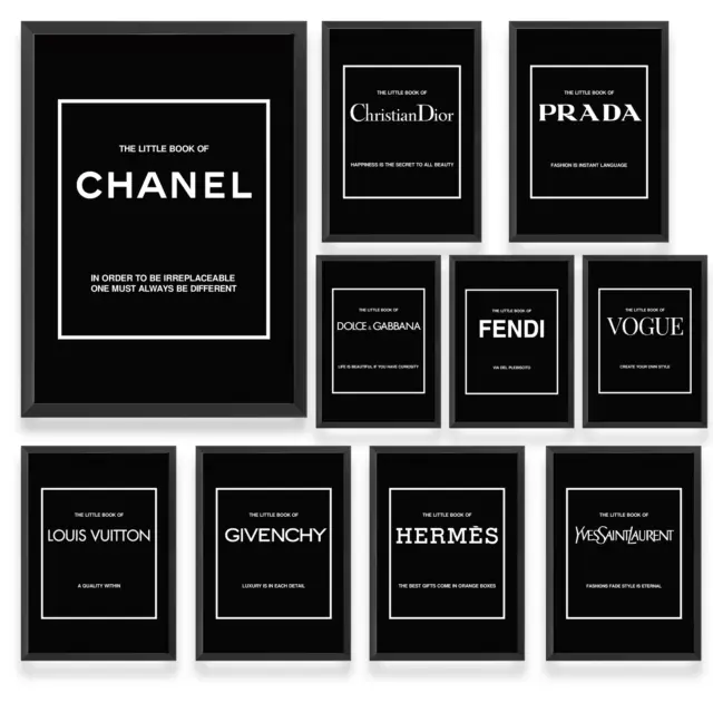 Black White Fashion Designer book Home Gift Wall Art Poster Print Picture A3 A4