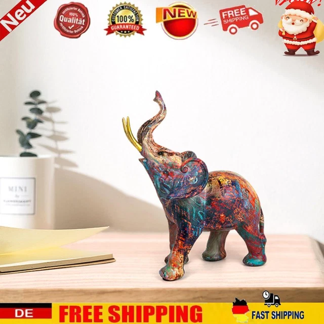 Resin Little Elephant Figurine Holiday Gift Graffiti Home Decor for Office Porch