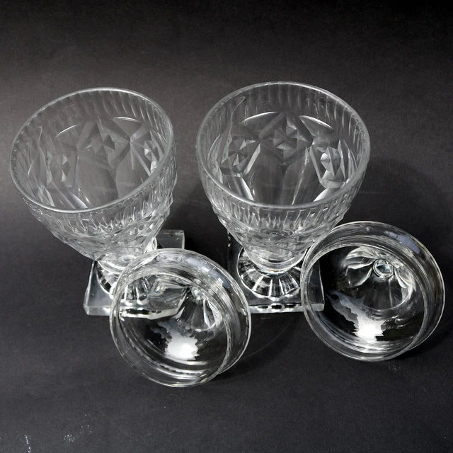 A pair of antique Georgian Irish small cut glass Urns / Bon Bon Jars C.1790 8