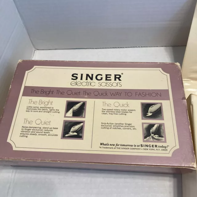 Tijeras eléctricas vintage iluminadas Singer funcionan con estuche e instrucciones manual 3