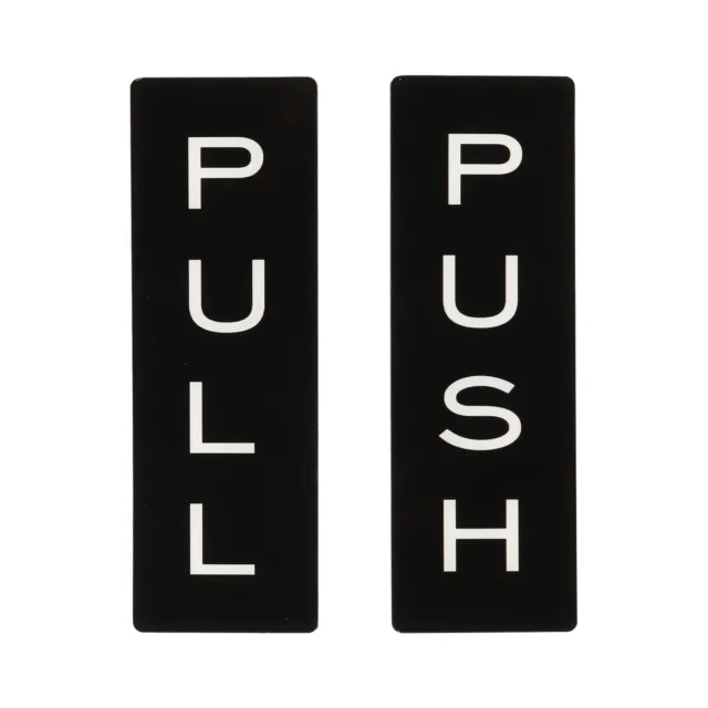 Insegna porta push push pull 6x2", 1 coppia acrilico autoadesivo nero/bianco