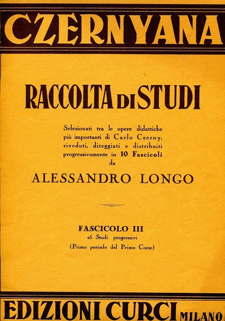 ALESSANDRO LONGO RACCOLTA DI STUDI OPERE DI CARLO CZERNY FASCICOLO II ...