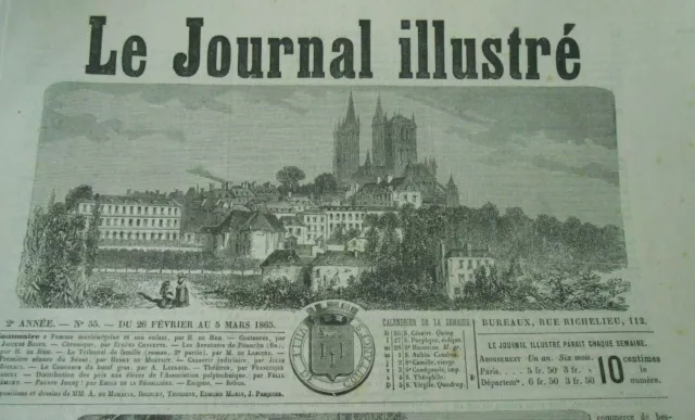 Gravure 1865 - Vue de Coutances Frontispice