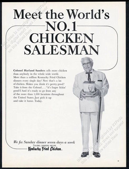 1966 Colonel Sanders photo KFC Kentucky Fried Chicken vintage print ad