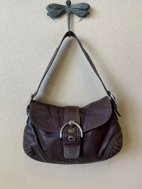 Vintage COACH Dark Brown Leather #7783 Hamptons Soho Medium Hobo Shoulder  Bag