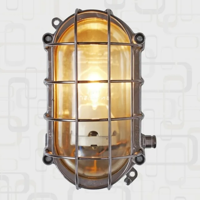 Bunkerlampe Fabrik- Schiffs- Industrie- Design Gitter- Leuchte Ex alt antik EOW 2