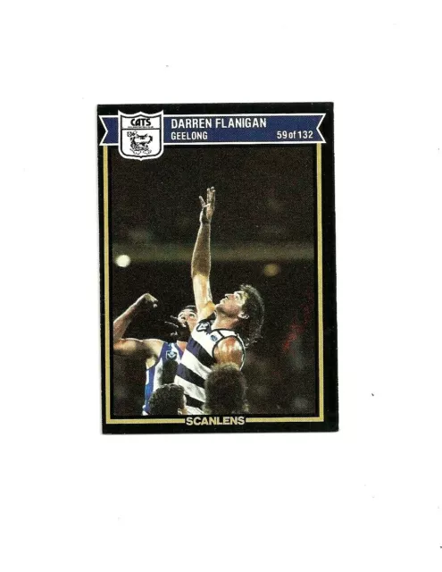 SCANLENS 1987 VFL/AFL FOOTBALL CARD #59 Darren Flanigan MINT (Geelong Cats)