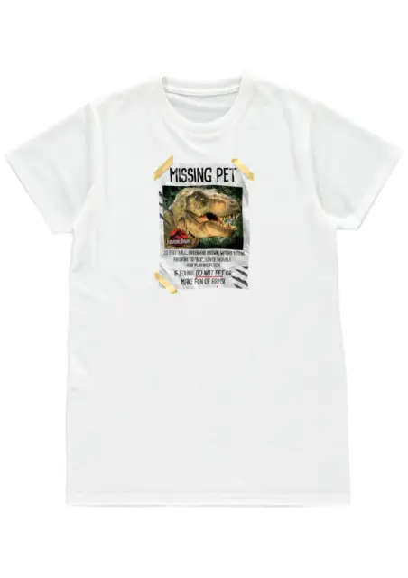 T-Shirt Mens Womens Unisex Funny Jurassic Park T-Rex Missing Pet Gift Polyester
