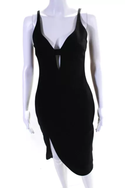 Elizabeth and James Womens Cut Out High Split Back Zip Sheath Dress Black Size 4