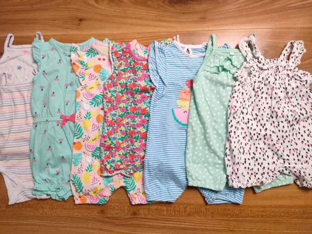 {F44} girls 3-6 months summer romper dungarees vest NEXT Bluezoo F&F