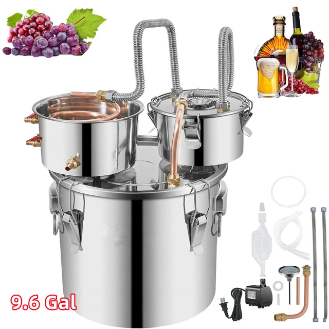 3 Pot 9.6Gal 38L Moonshine Still Distillery Kit Water Wine Alcohol Distiller DIY