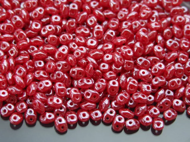 10g Matubo SuperDuo Czech Seed Beads 2.5x5mm Opal Red Dark Luster Jewelry Making