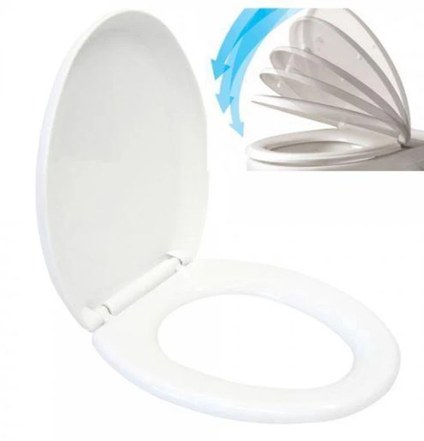 Siège WC Avec Fermeture Douce - Abattant Démontable Facile à Nettoyer - Forme D - Blanc - Qualité Duroplast