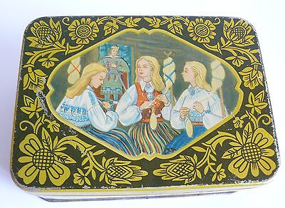 1950s USSR Soviet Estonian Folk-lore Sweets Large Tin Box