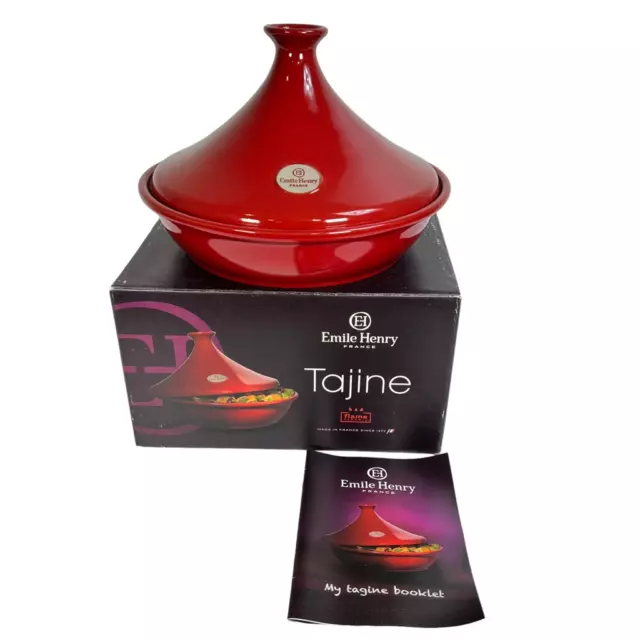 Emile Henry Tagine Red Ceramic Versatile Cooking Pot Stove Or Oven 12" NEW Emile Henry Tagine Red Ceramic Versatile Cooking Pot Stove Or Oven 12" NEW