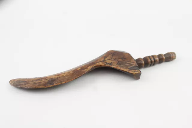 Antique Treen Goose Wing Knitting Sheath Victorian Hand Carved Folk Art