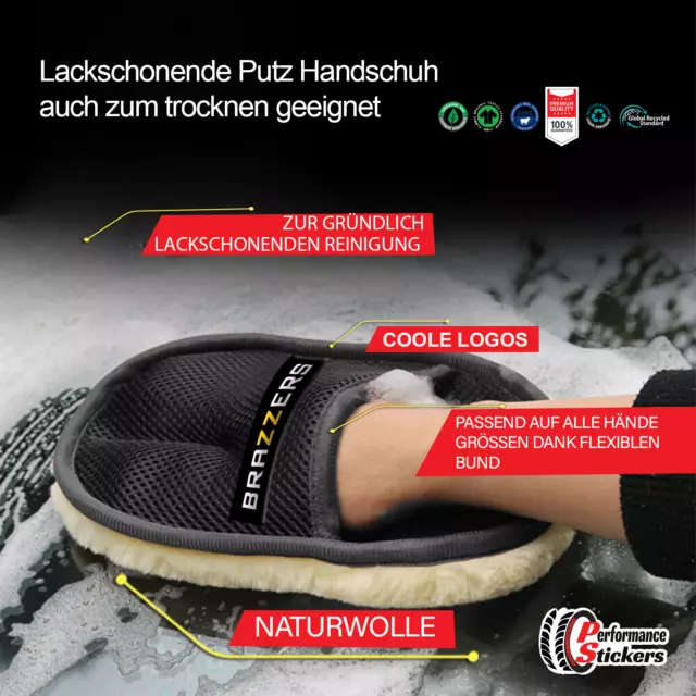 Brazers Waschhandschuh Premium Autowaschhandschuh Wolle Autoreinigung 1xStück 2